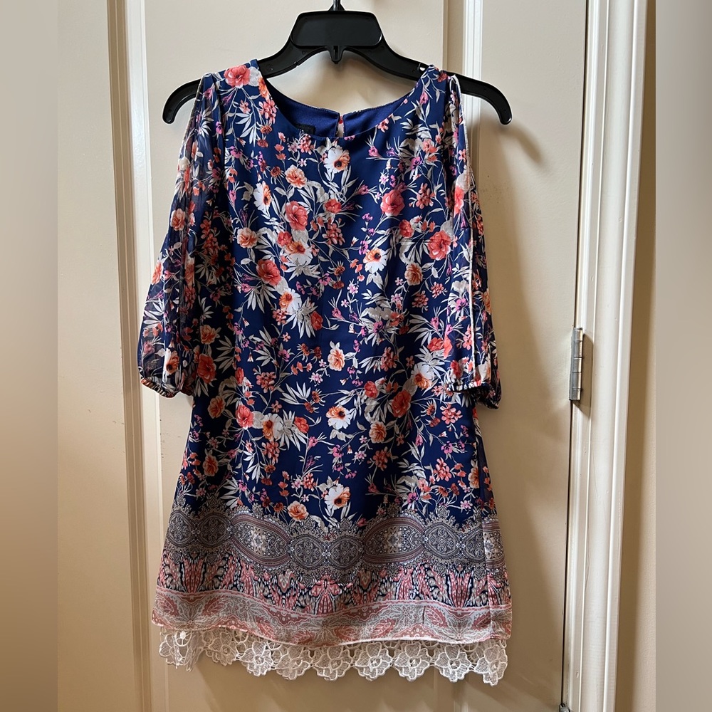 🍁Cute Fall Orange and Navy Amy Byer Girls 💯% Polyester Dress Size 10🍁